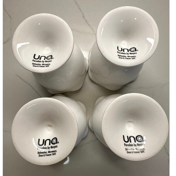 Vintage Set of 4 Porcelain Ice Cream Cups Una Porcelain by Norpro Tulip Dessert - Picture 5 of 6